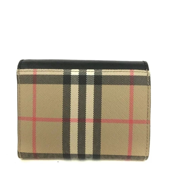 BURBERRY Nova Check Canvas Leather Trifold Wallet - Picture 4 of 8